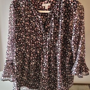 Charter Club Black and Pink Floral Blouse